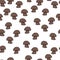 Creative autumn harvest seamless pattern with simple random brown mushroom ornament. Isolated print