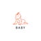 Creative  baby logo outline illustration with color design vector template