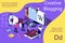 Creative Blogging isometric illustration concept