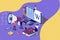 Creative Blogging isometric illustration concept, people learning about creative blogging or copywriting can use for web page,