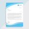 Creative blue wave business letterhead template design