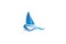 Creative Blue Yacht Boat Logo Design Vector Symbol Illustration