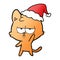 A creative bored gradient cartoon of a cat wearing santa hat