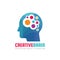 Creative brain - concept logo template vector illustration. Human head character sign. Abstract people idea symbol.