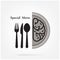 Creative brain Idea concept with spoon,fork and knife sign on ba