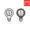 Creative brain line and glyph icon, idea and lightbulb, creative thinking sign vector graphics, editable stroke linear