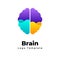 Creative brain vector logo template. Left and right hemispheres. Rational and emotional. Abstract educational sign