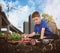 Creative Building Boy Playing with Farm Tractor