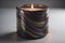 Creative burning candle on a wooden background. ai generative