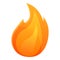 Creative burning flame icon, cartoon style