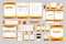 Creative business advertisement template design with golden and orange colors. Modern brand identity stationery design for office