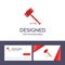 Creative Business Card and Logo template Action, Auction, Court, Gavel, Hammer, Law, Legal Vector Illustration