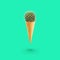 Creative cactus ice cream. Cactus in a waffle cone on a green background.