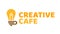 creative cafe lamp and coffee cup logo design illustration