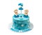 Creative cake for twin boys, with sugar paste dolls.