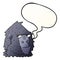 A creative cartoon angry gorilla face and speech bubble in smooth gradient style