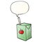 A creative cartoon apple juice box and speech bubble in smooth gradient style