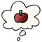 A creative cartoon apple symbol and thought bubble in smooth gradient style