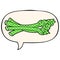 A creative cartoon asparagus and speech bubble in comic book style