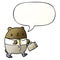 A creative cartoon bear in work clothes and speech bubble in smooth gradient style