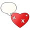 A creative cartoon beaten up heart and speech bubble in smooth gradient style