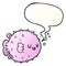 A creative cartoon blowfish and speech bubble in smooth gradient style