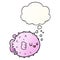 A creative cartoon blowfish and thought bubble in smooth gradient style