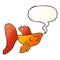 A creative cartoon chinese fighting fish and speech bubble in smooth gradient style