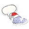 A creative cartoon christmas walrus and speech bubble distressed sticker