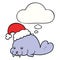 A creative cartoon christmas walrus and thought bubble