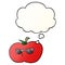 A creative cartoon cool apple and thought bubble in smooth gradient style