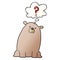 A creative cartoon curious bear and thought bubble in smooth gradient style