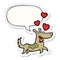 A creative cartoon dog and love hearts and speech bubble sticker