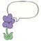 A creative cartoon flower and happy face and speech bubble