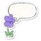 A creative cartoon flower and happy face and speech bubble distressed sticker