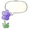 A creative cartoon flower and happy face and speech bubble in smooth gradient style