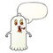 A creative cartoon ghost and flaming eyes and speech bubble in smooth gradient style