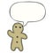 A creative cartoon gingerbread man and speech bubble