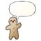 A creative cartoon gingerbread man and speech bubble in smooth gradient style