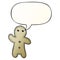 A creative cartoon gingerbread man and speech bubble in smooth gradient style