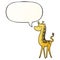 A creative cartoon giraffe and speech bubble in smooth gradient style