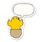 A creative cartoon hatching bird and speech bubble sticker