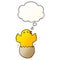 A creative cartoon hatching bird and thought bubble in smooth gradient style