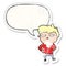 A creative cartoon impatient man and speech bubble distressed sticker