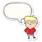 A creative cartoon impatient man and speech bubble sticker