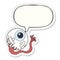 A creative cartoon injured eyeball and speech bubble sticker