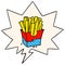 A creative cartoon junk food fries and speech bubble in comic book style