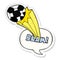 A creative cartoon kicked soccer ball and speech bubble sticker