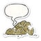 A creative cartoon loaves of freshly baked bread and speech bubble distressed sticker