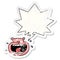 A creative cartoon obnoxious pig and speech bubble distressed sticker